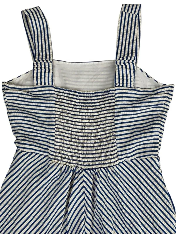 Draper James chevron Striped Square-Neck Midi Dress in Light Blue and White - Image 10