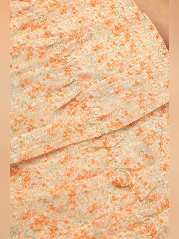 NWT Lulus Ruche Toward Spring V-Neck Cropped Cami Tank - Orange/Floral - M - Image 5