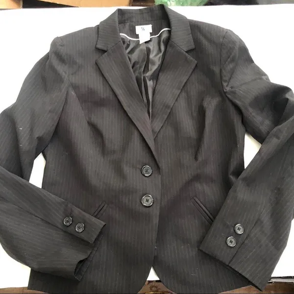2000s Y2K Goth Dark Academia Corporate Office Siren Core Pinstriped Blazer Jacket button front long sleeve Vintage-10/M Measurement in pics - Image 4