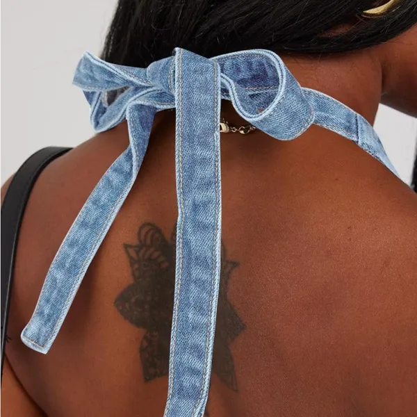 NWT Women’s‎ Denim Halter Open Back Vest Top - Image 6