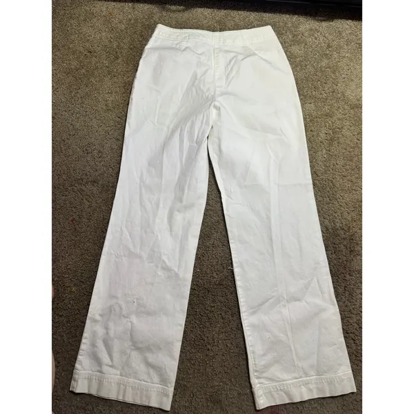 J. Jill White Cotton Straight Leg Trousers Pants Womens Size‎ 4 Casual Classic - Image 4