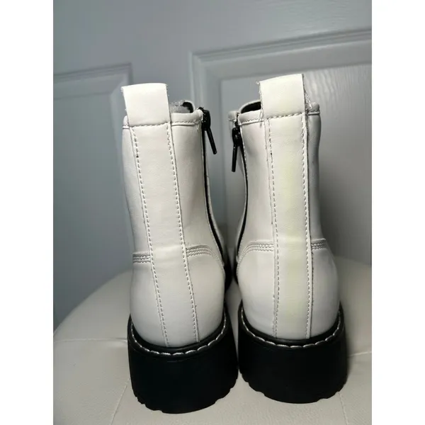 Madden Girl Kurrt Combat Boots 7.5M White Platform Lug Sole Lace Up Side Zip NEW - Image 4
