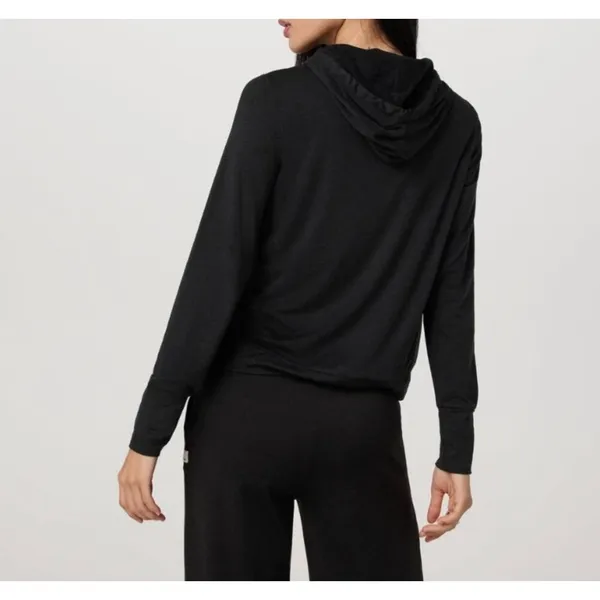 Vuori Halo Essential Crop Hoodie DreamKnit Black Large - Image 3