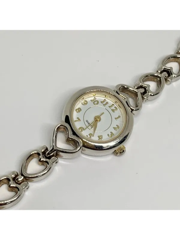 Advance vintage women’s watch hearts links bracelet 21mm quartz 6.5” running - Image 2
