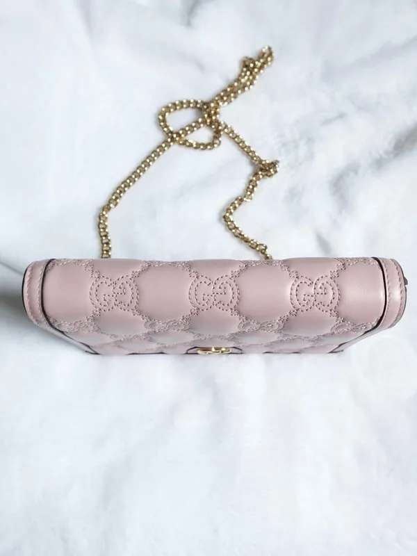 GUCCI Gg Matelassé Chain Wallet - Light Pink - Image 7