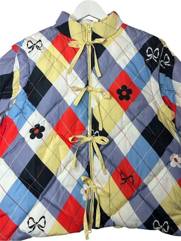 Lisa Says Gah Lady Puffer Jacket Cirque Argyle Large - Image 6