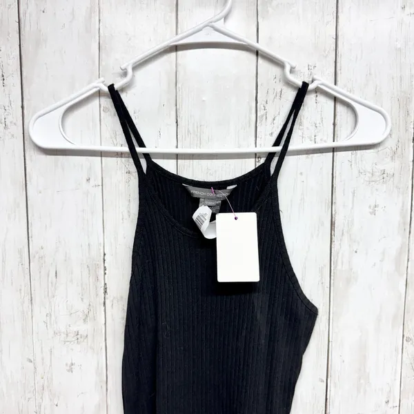 French Connection Dress Women Sz 4 Black Ribbed‎ Sleeveless Spaghetti Strap Midi - Image 2
