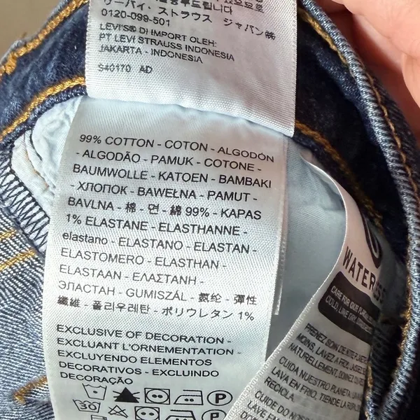 Levi's Premium Wedgie Straight Jeans Dark Wash Button Fly Raw Hem Size 27 - Image 9