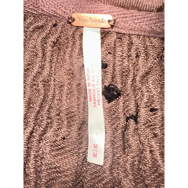 Free People Bohemian Marty Smocked Mini Dress Brown Bear Sweatshirt Tunic Medium - Image 14
