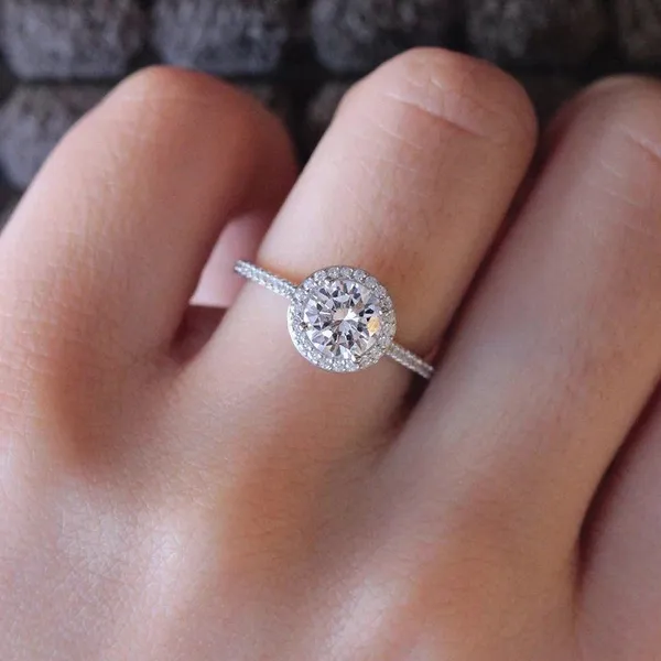 925 Halo Diamond Ring Engagement 1ct 925 All Sizes Lmk After You Pay Silver - Image 3