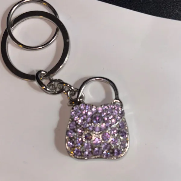 Purple Rhinestone Purse Keychain Shiny and Bright 1-2” in Height - Image 2