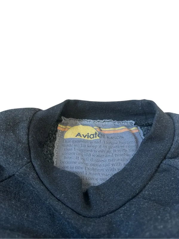 Aviator Nation Bolt Logo Classic Cropped Crew Sweatshirt Gray White Casual Beach - Image 2