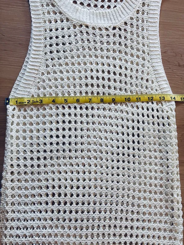 Shade&Shore Women's M Crochet Cover Up Midi Dress White, Boho, Cottage, Summer - Image 3
