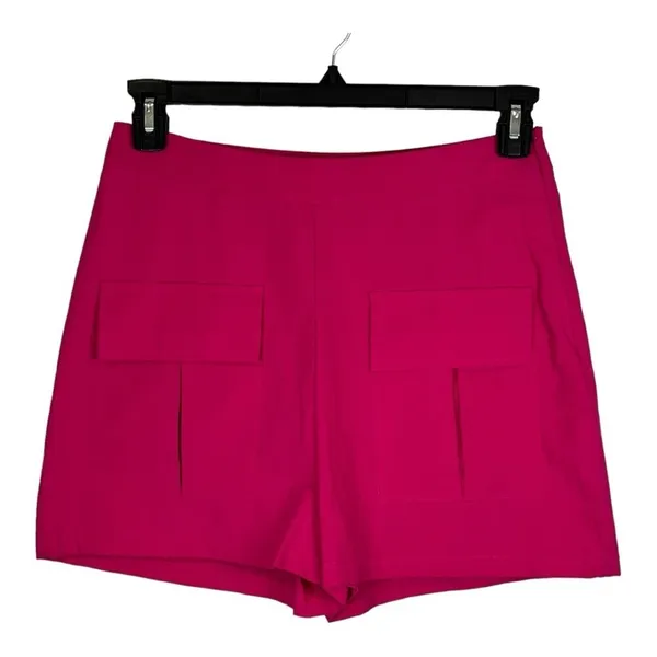 PrettyLittleThing Cargo Shorts Womens 8 Hot Pink High Waist‎ Utility Summer Mini - Image 4
