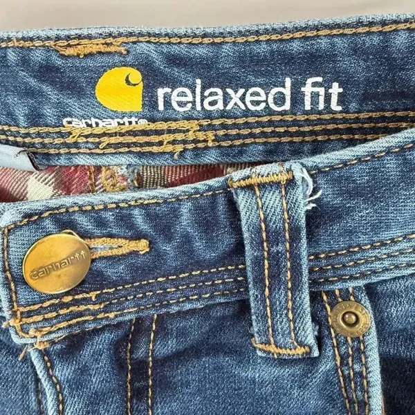 Carhartt Boone flannel lined relaxed fit straight leg denim jean women’s 8s - Image 3