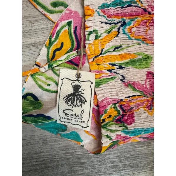 Easel Los Angeles‎ Floral Print Wrap V Neck Smocked Back Mini Dress L - Image 6