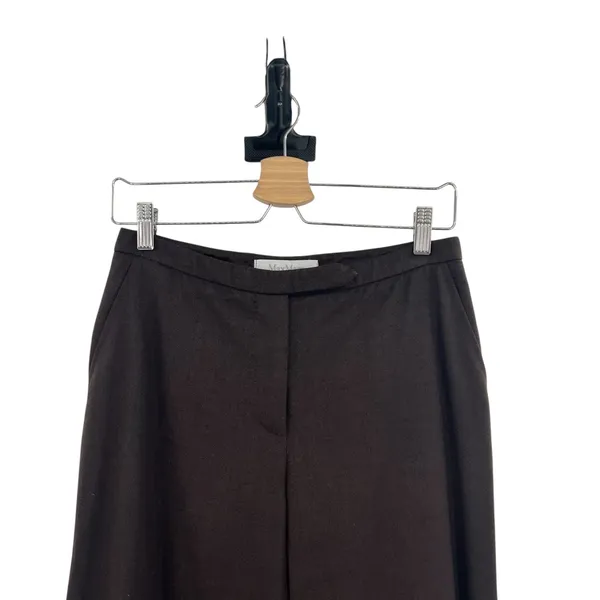 MaxMara Trouser Dress Pants‎ Wool Back Zip Pockets Brown Size US 4 - Image 2