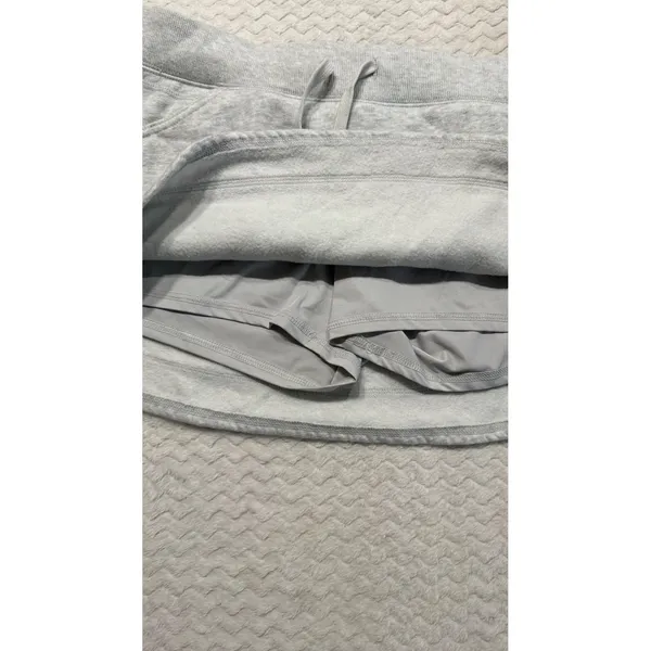 Hollister Womens Fleece Mini Skort Heather Gray Drawstring Pockets Size L - Image 5