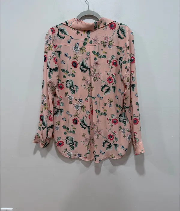 Ann Taylor Pink Floral Blouse Button Front Career Top  Size Medium - Image 6