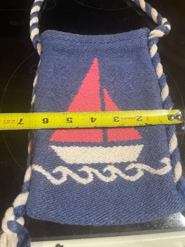 Handmade Sailboat Themed Fabric(Rayon/Cotton)Shoulderbag Made in Greece Rare - Image 9
