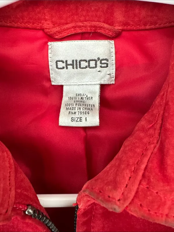 Vintage Red Suede Leather Jacket Size: S - Image 3