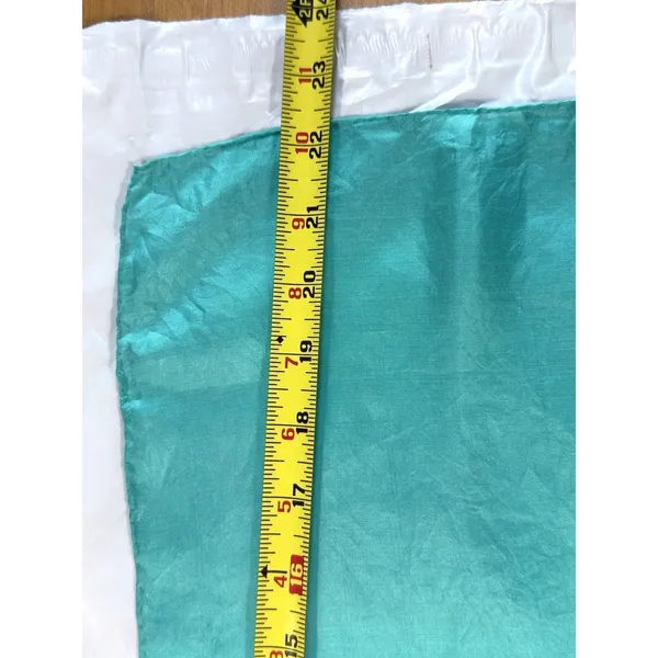 Pure Silk Scarf Turquoise Teal 21x22 Hand Rolled Square Bandana Neck Hair Wrap - Image 6