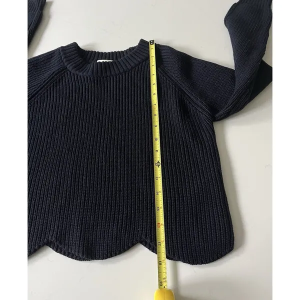 Aritzia Wilfred Sardou 100% Merino Wool Cropped Navy Sweater Small - Image 8