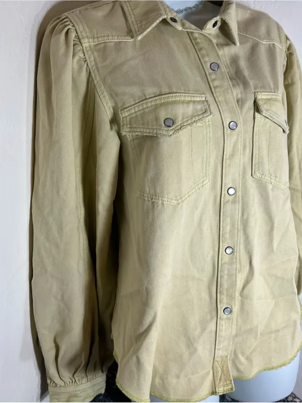 We The Free Pale Yellow Snap-Front Jean Jacket - Image 2