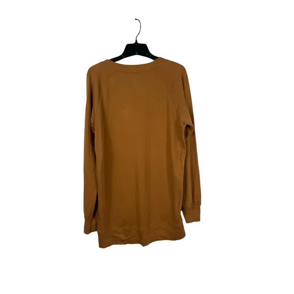Pact Organic Cotton Henley Tunic Top Women’s L Camel Mustard Long Sleeve - Image 4