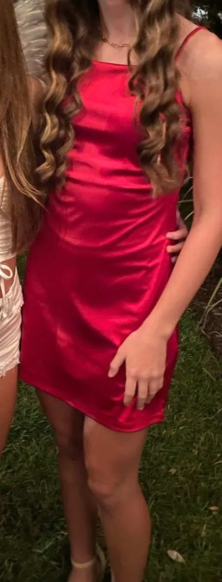 Altar’d State Red Satin Mini Dress - Image 2