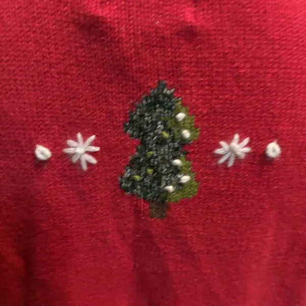 Quacker Factory Sweater VTG Cardigan Christmas Snowman Red Holiday Knit Medium‎ - Image 4
