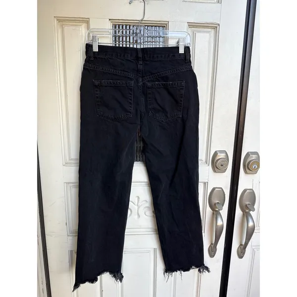 WE THE FREE Black Distressed Ripped High Rise‎ Straight Leg Denim Jeans Size 24 - Image 2
