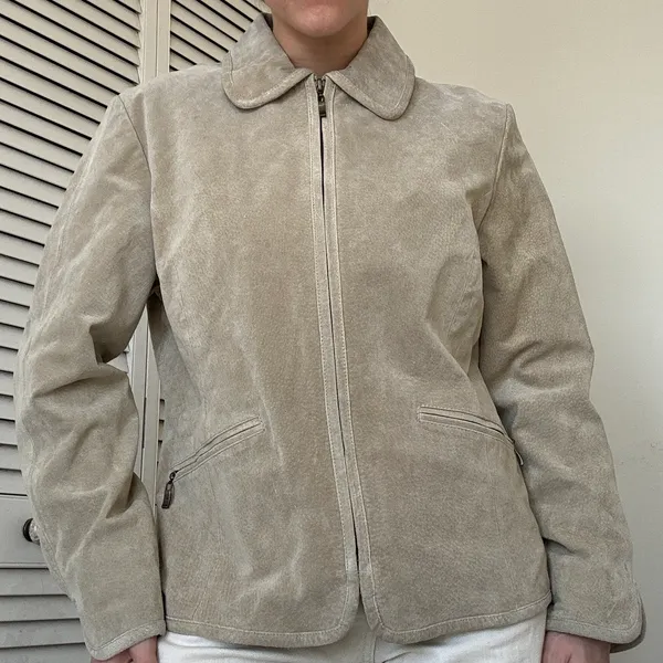 VINTAGE ✨ Tan Genuine Leather Suede Coat - Image 2
