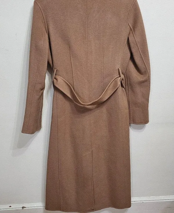 Mango Wool coat with handmade belt Medium Brown Women's Size XS 57006721 - Image 8