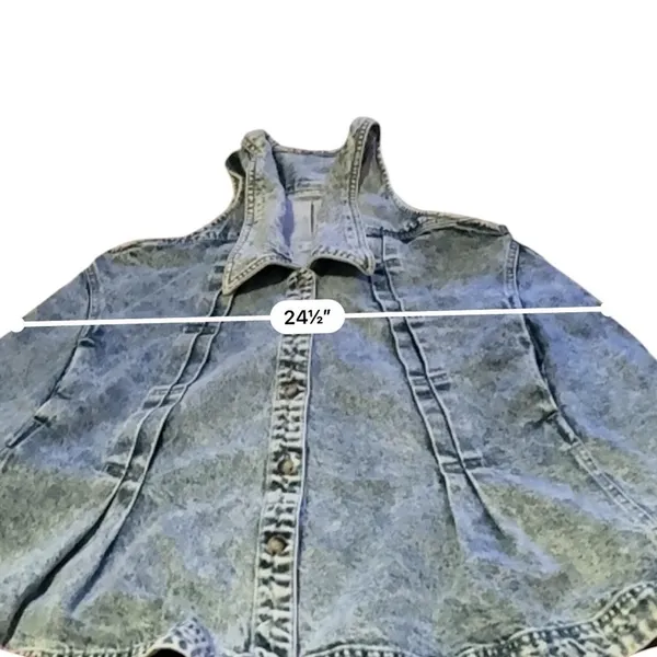 Free People‎ Katie Denim Mini Dress Small Acid Wash Halter Button Front Boho - Image 8