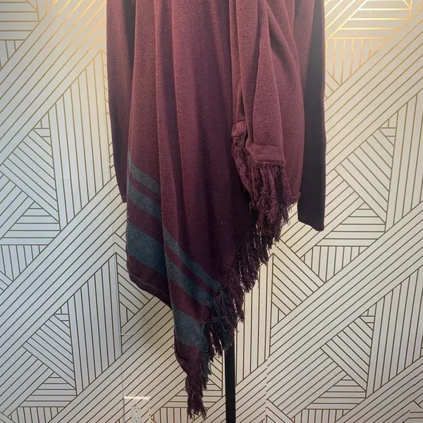CAbi Port Wine‎ Fringe Wrap Cardigan Sweater - Image 7