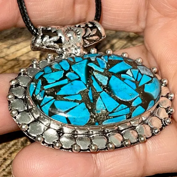 Spiny Turquoise in Copper Pendant 1 1/2”x 1 1/2” - Image 13