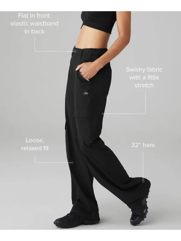 Alo All That Trousers Black High-Rise Waist Waisted Joggers Hiking Outdoor Pants - Image 6