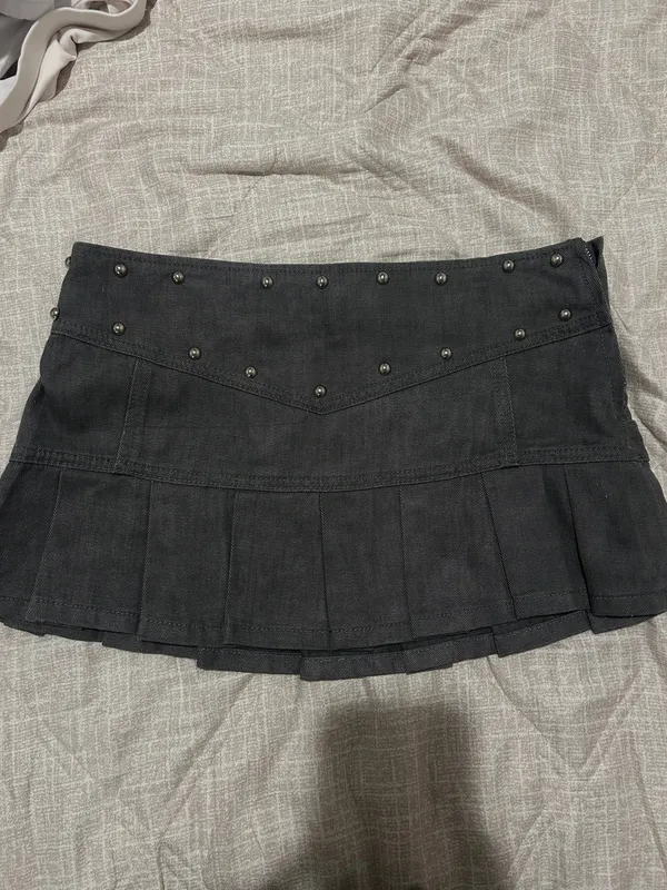 Edikted Black Denim Studded Mini Skirt - Image 3