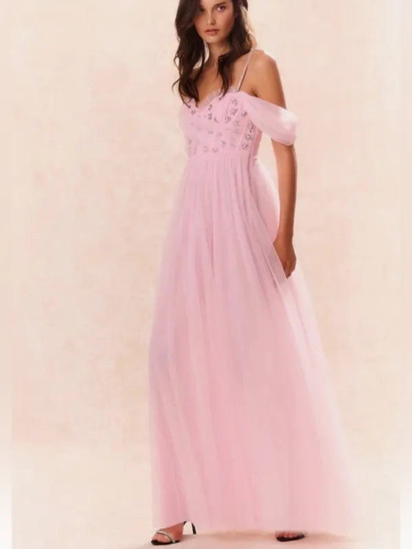 LoveShackFancy Dantine Ballet Embellished Tulle Evening Gown Maxi Dress S 14 - Image 2