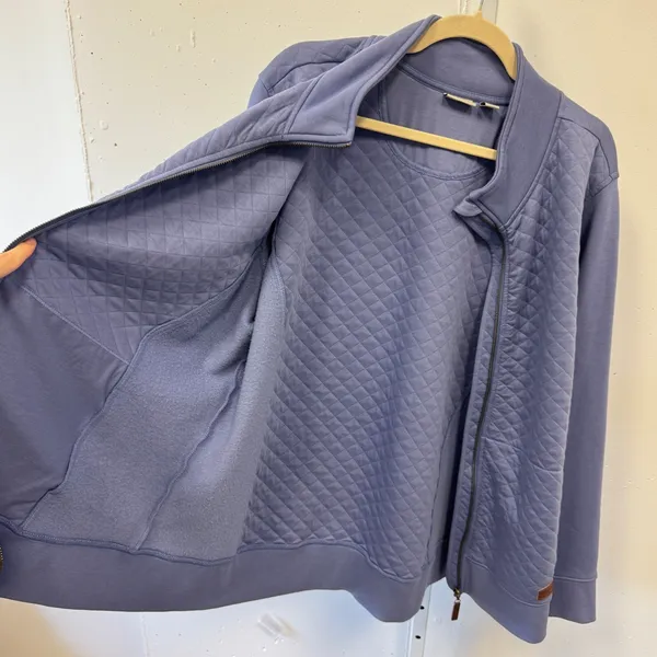 L.L. Bean Quilted Full Zip Sweatshirt Jacket Blue 2X Plus 515674 Deep Lake Soft - Image 3