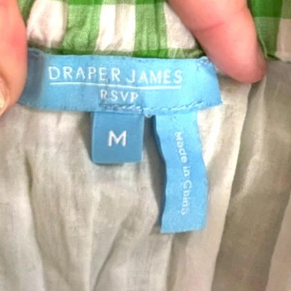 Draper James RSVP Green Gingham Plaid Cotton Midi Dress Ruffle Sleeves Medium‎ - Image 10