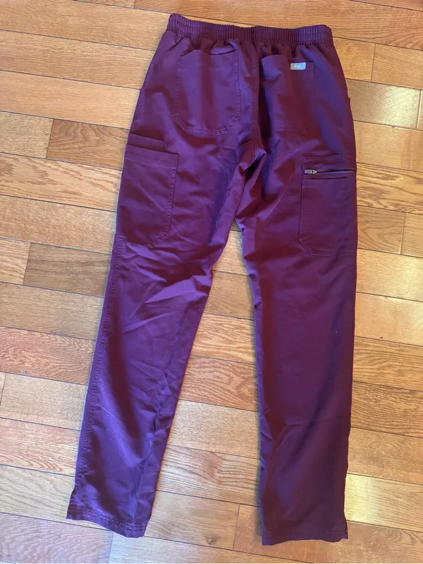 FIGS Women's Yola High-Rise Slim Scrub Pants - Burgundy - Size XS (EUC) - Image 5