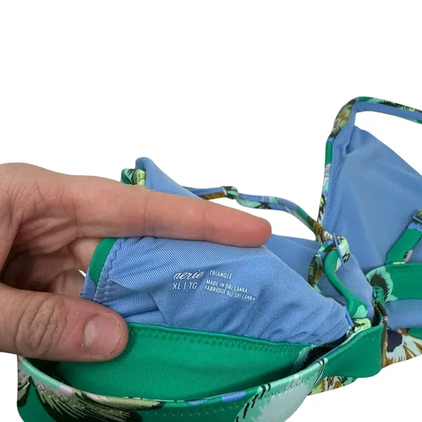 Aerie Green Floral Triangle Bikini Top Preppy Summer Beach‎ Pool NWT Womens XL - Image 5