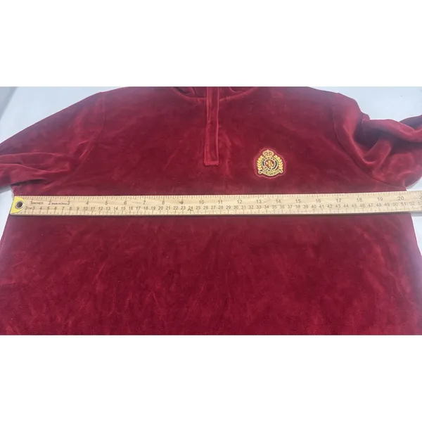 Vintage Ralph Lauren Velour Quarter Zip Sweatshirt Pullover Red Women's Size P/S - Image 8