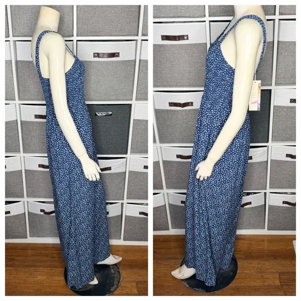 Dokotoo Floral Smocked Sleeveless Jumpsuit Size Large - Image 4