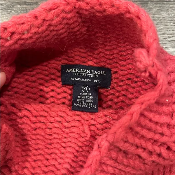 American Eagle Outfitters XL Coral Vintage‎ Y2K Wool Open Knit Mockneck Sweater - Image 3