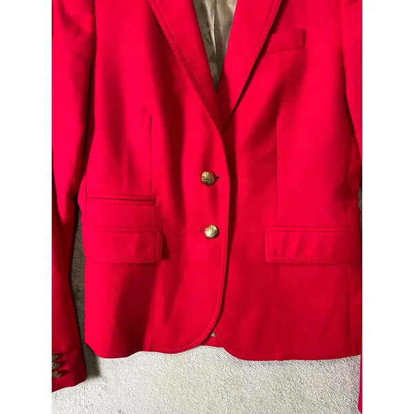 J.Crew Schoolboy Red Wool Blend Blazer Gold Button Preppy Academia Career 2 Tall - Image 3