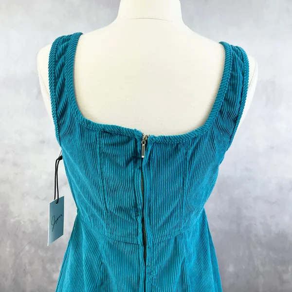 Japna Womens Corduroy Mini Dress Medium Pinafore Y2K‎ Cottage Indie Preppy Twee - Image 5