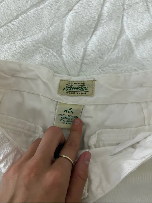 St. John's Bay Cream Capri Pants with Pink Embroidered Hem - Image 2